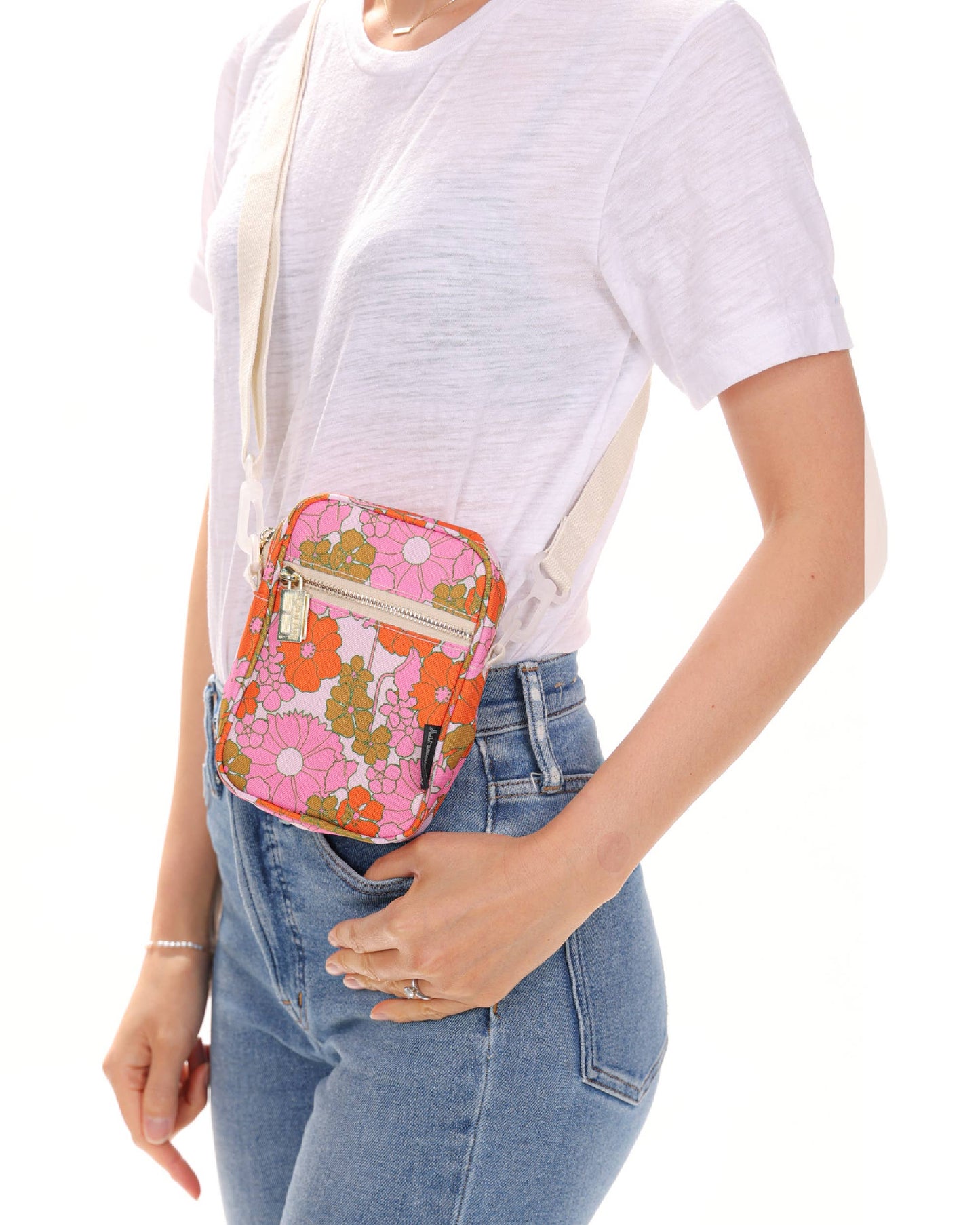 Floral Red Pink Mini Brick Bag