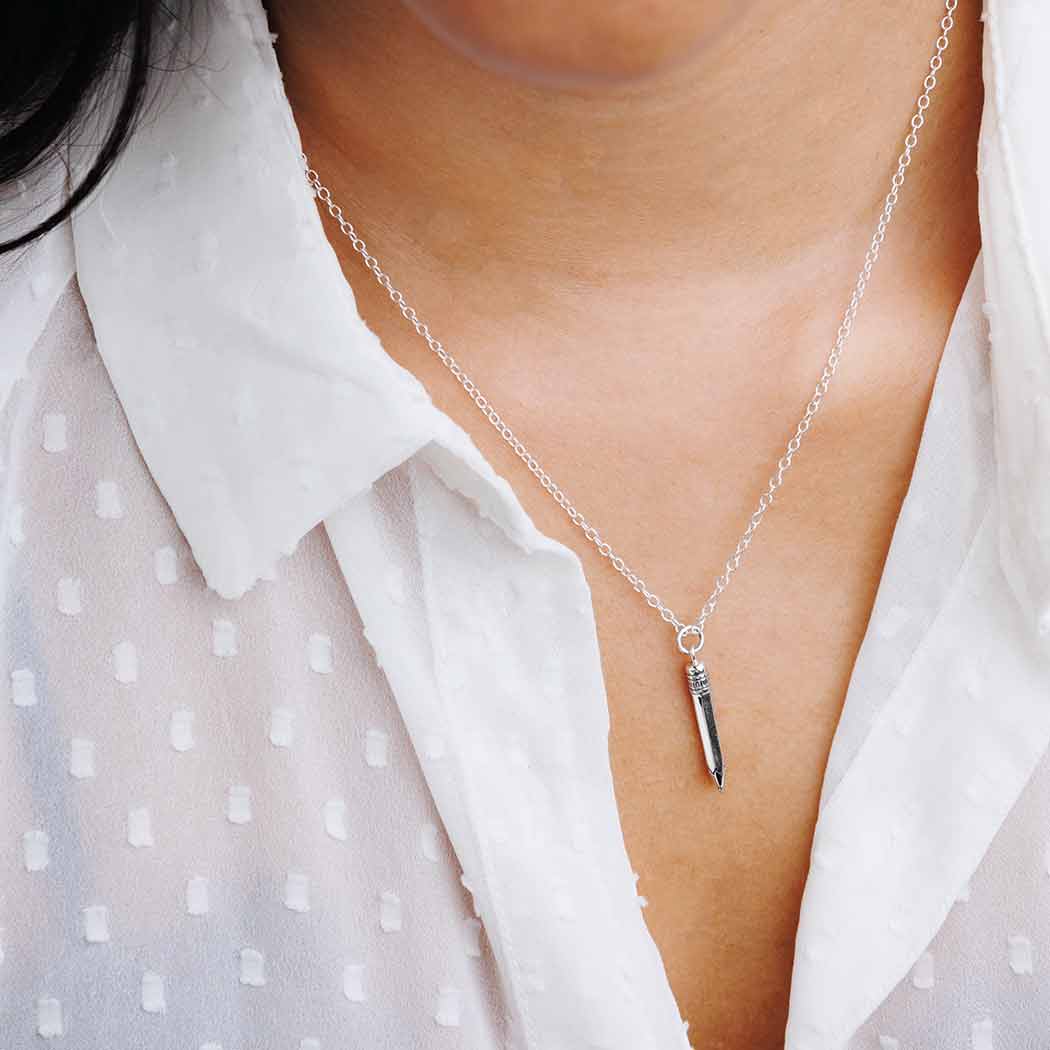 Sterling Silver No 2 Pencil Necklace