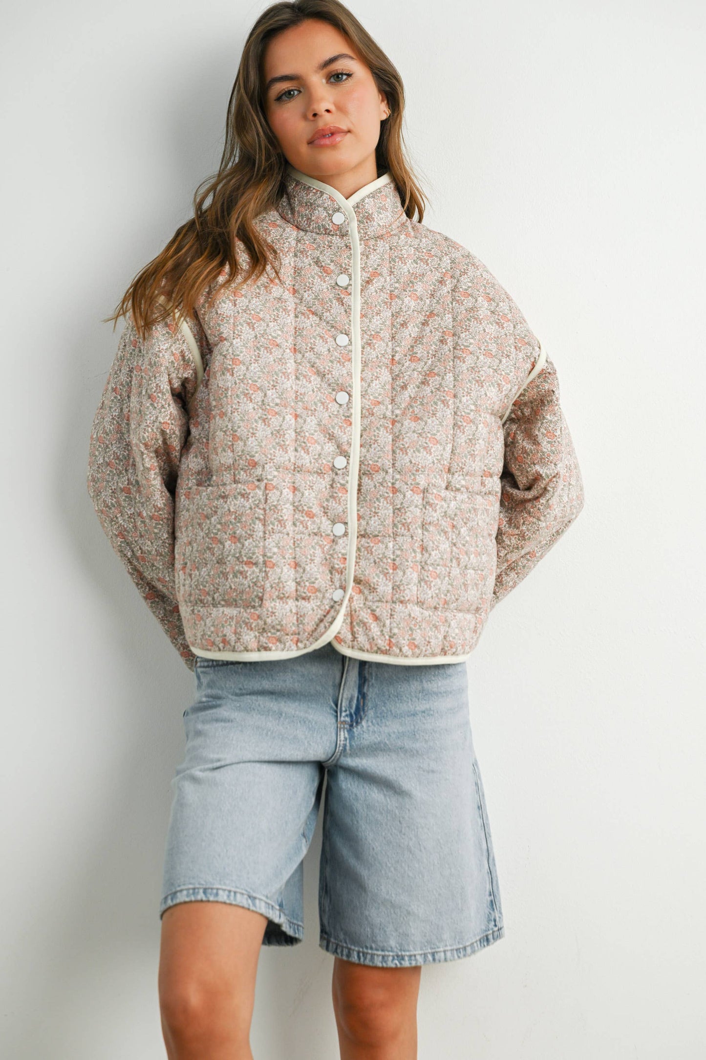 Qilted Jacket With Lightweight Boho Print