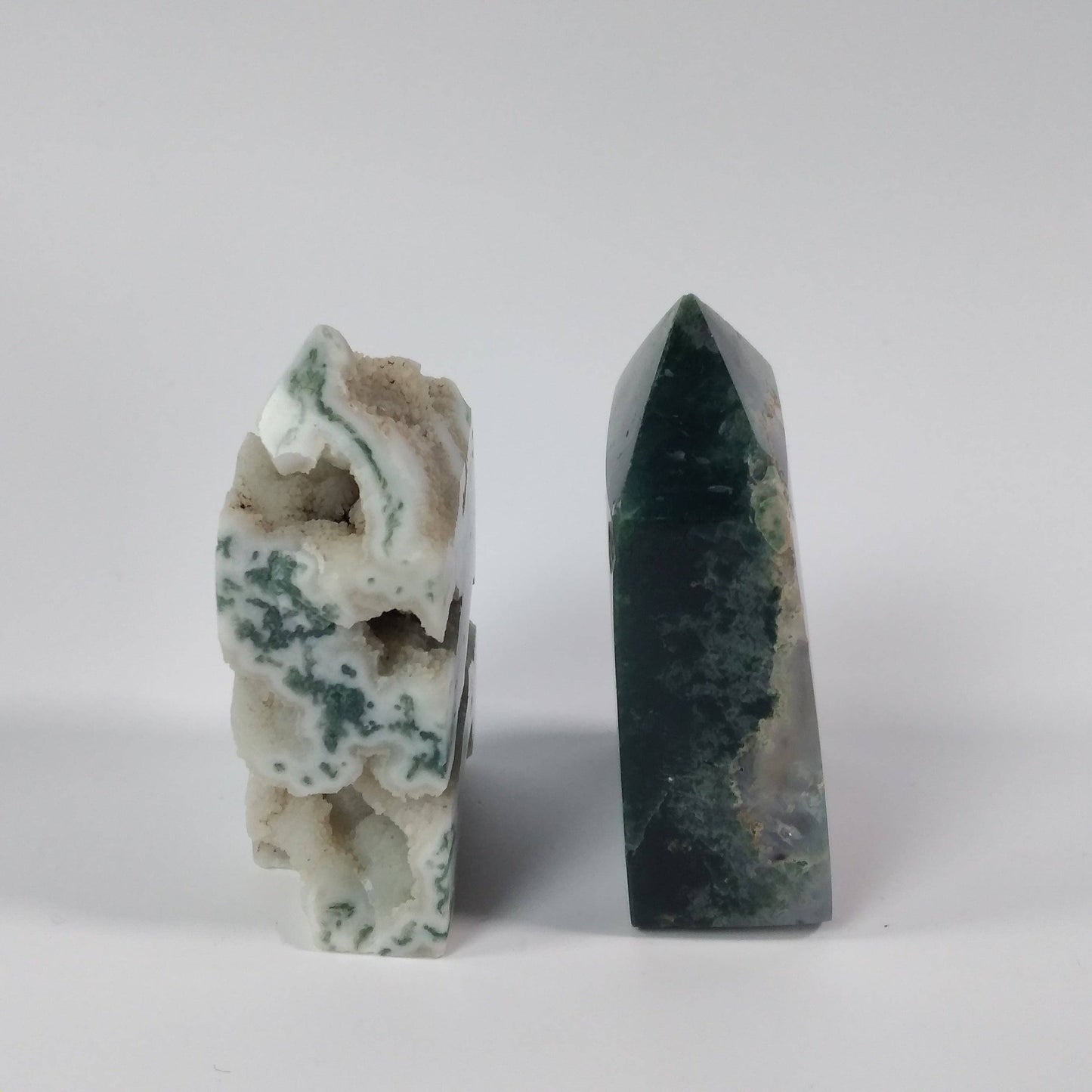 Moss Agate Four-Sided Obelisk Tower – Natural Crystal Tower
