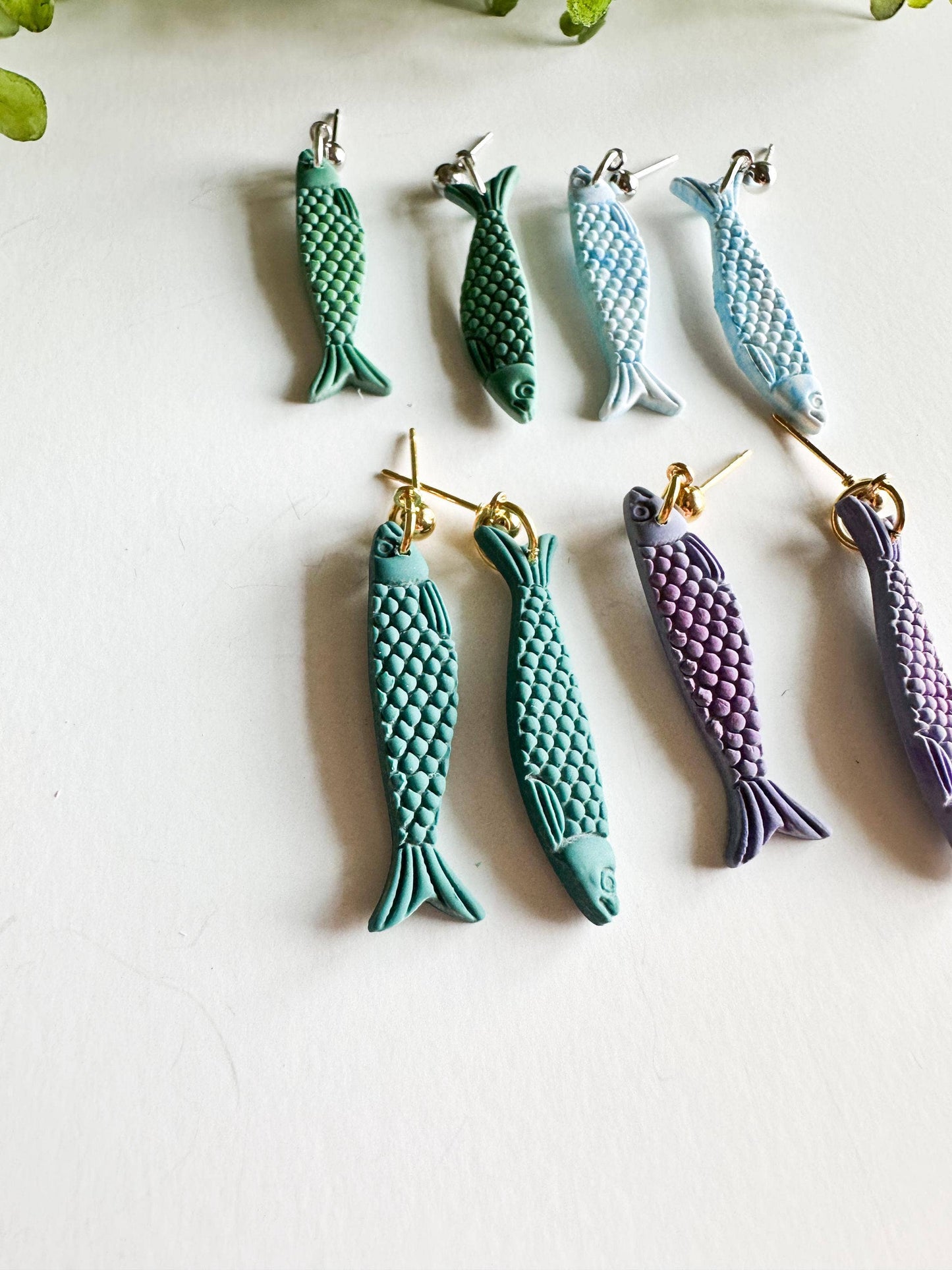 Sardine Clay Statement Fish Nature Earrings #2