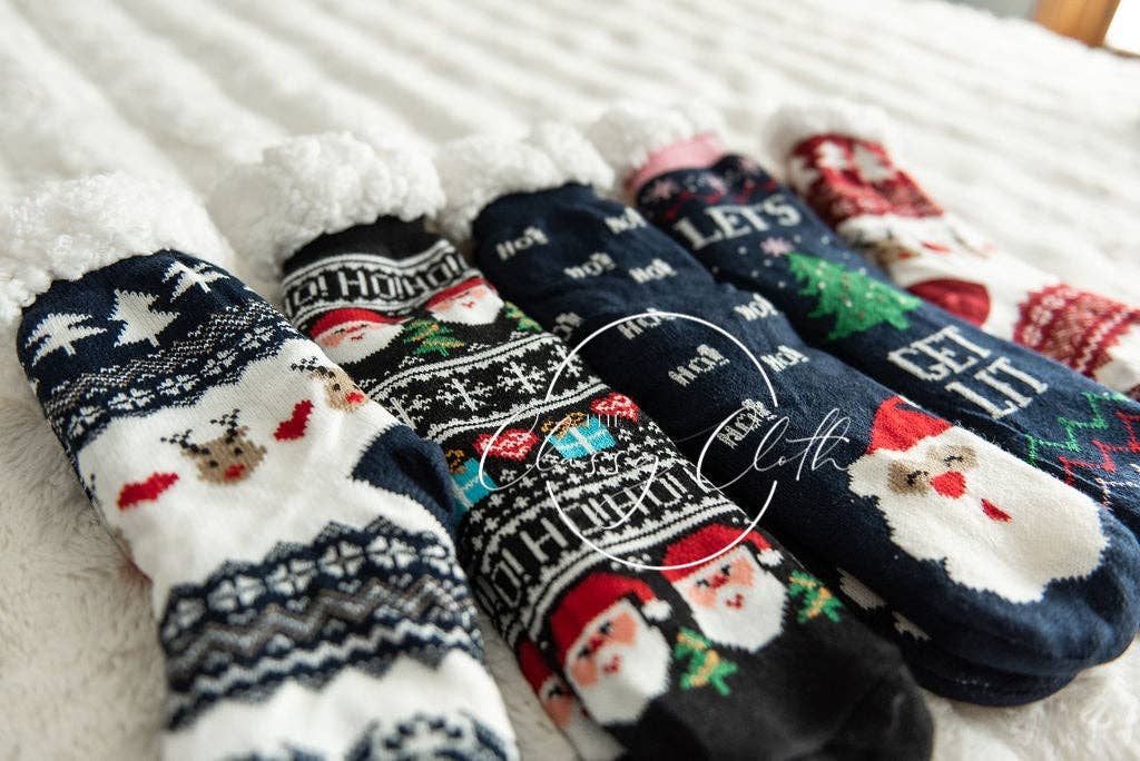 Non-Slip Sherpa Lined Socks - Merry Christmas