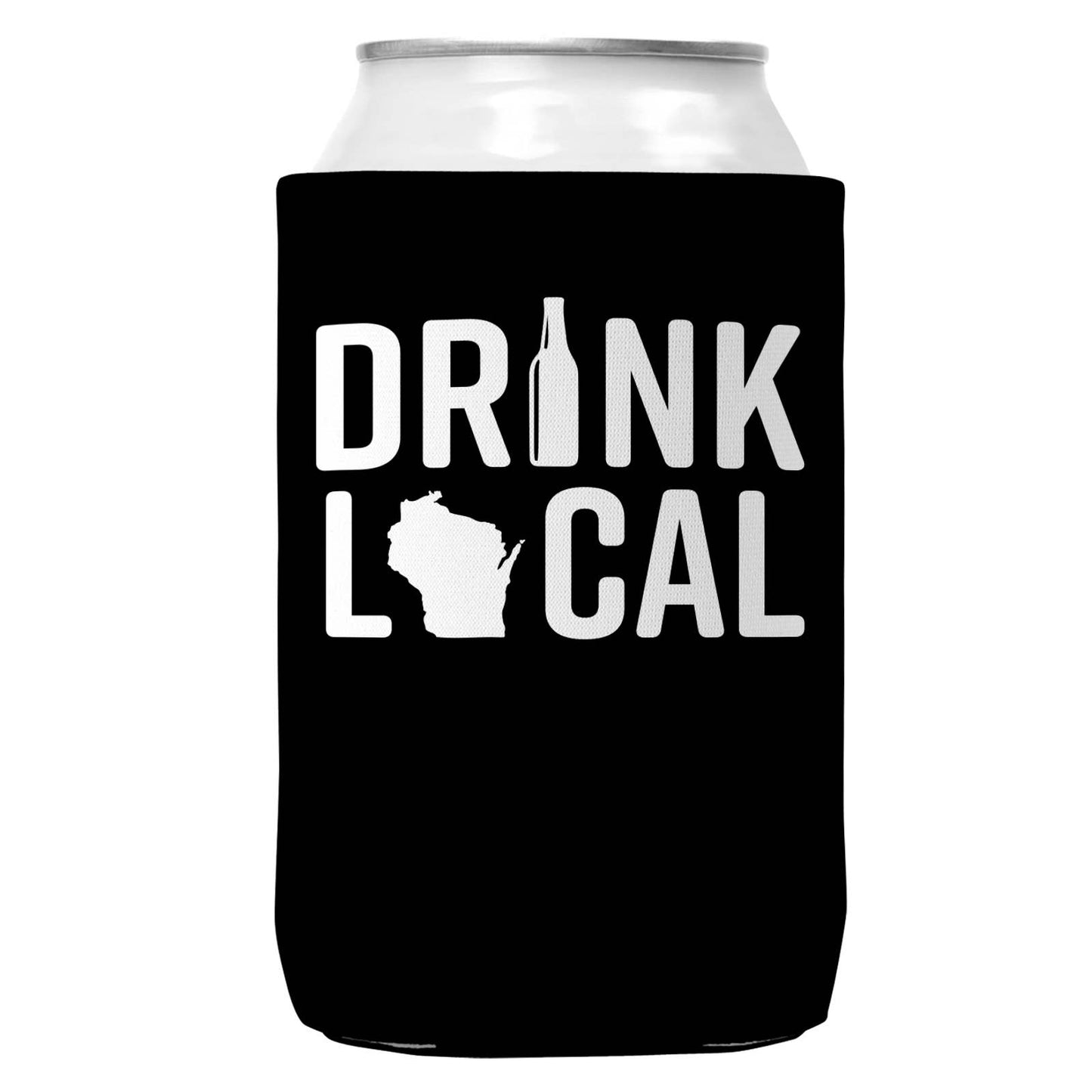 Drink Local Wisconsin Can Coozie Cooler for 12oz Cans