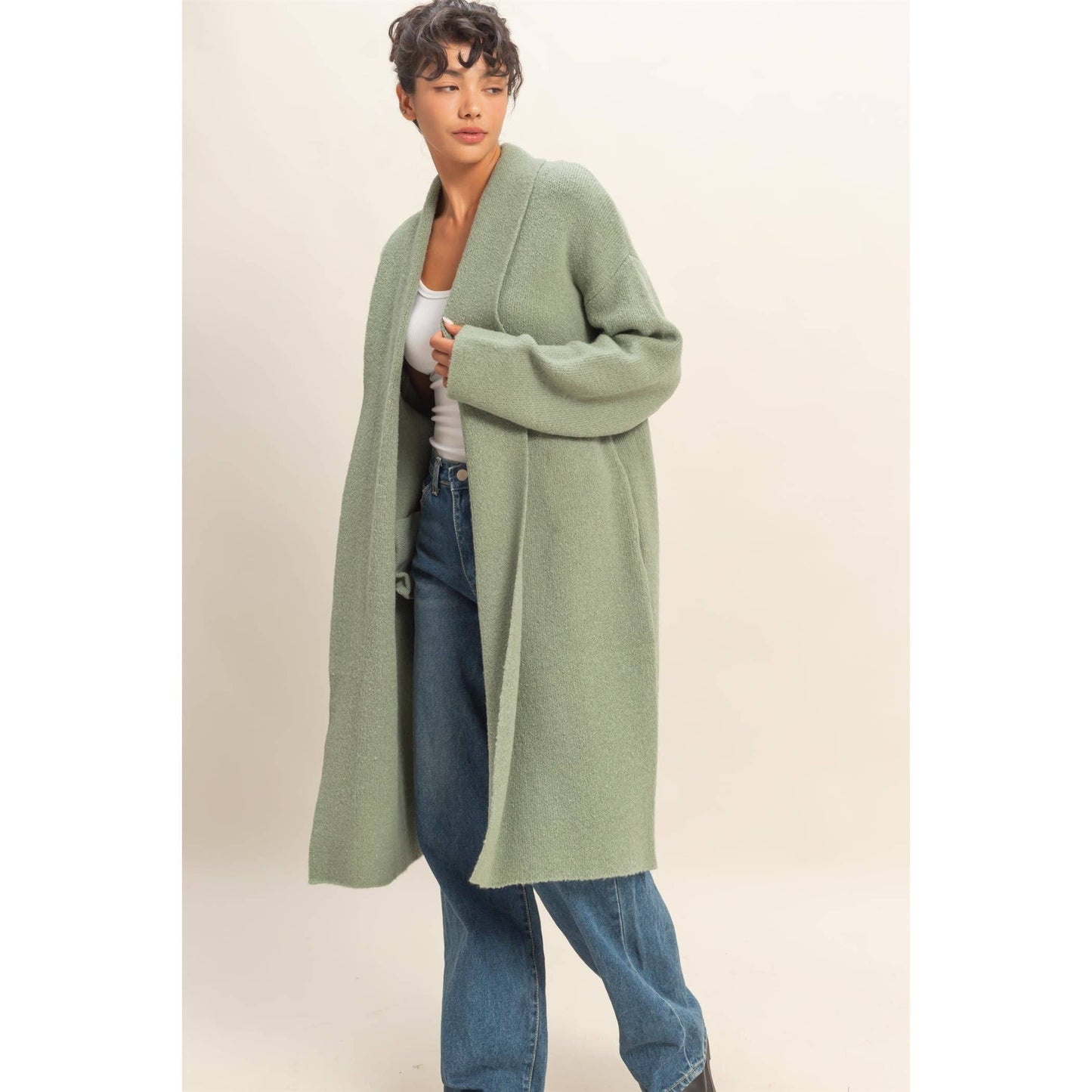 Longline Open Front Duster Sweater