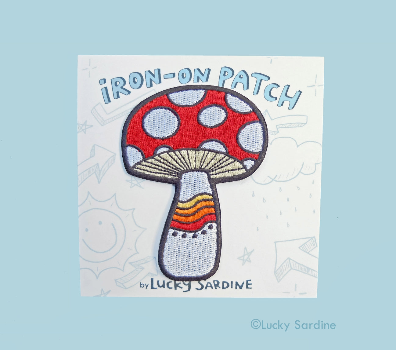 Mushroom Rainbow Embroidered Iron-on Patch