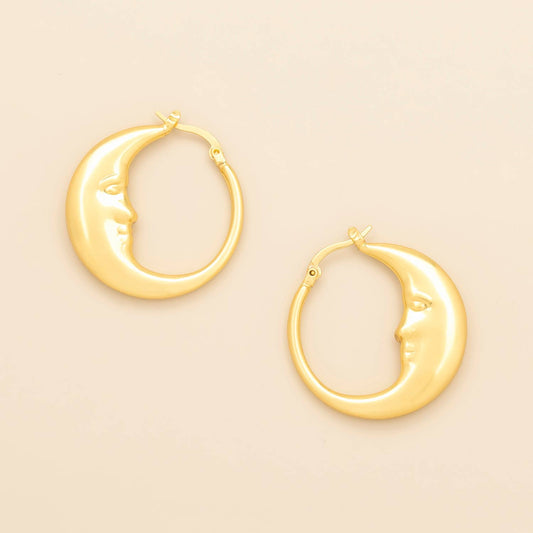 Refined Icon Earring - Moon Hoop/Gold
