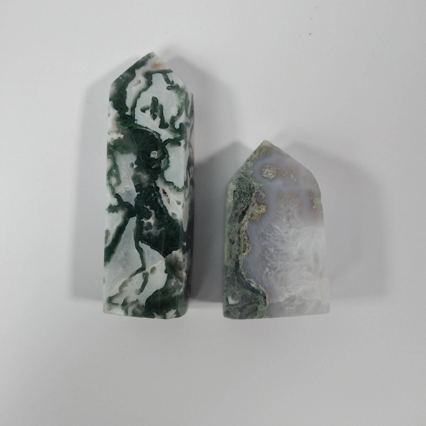 Moss Agate Four-Sided Obelisk Tower – Natural Crystal Tower