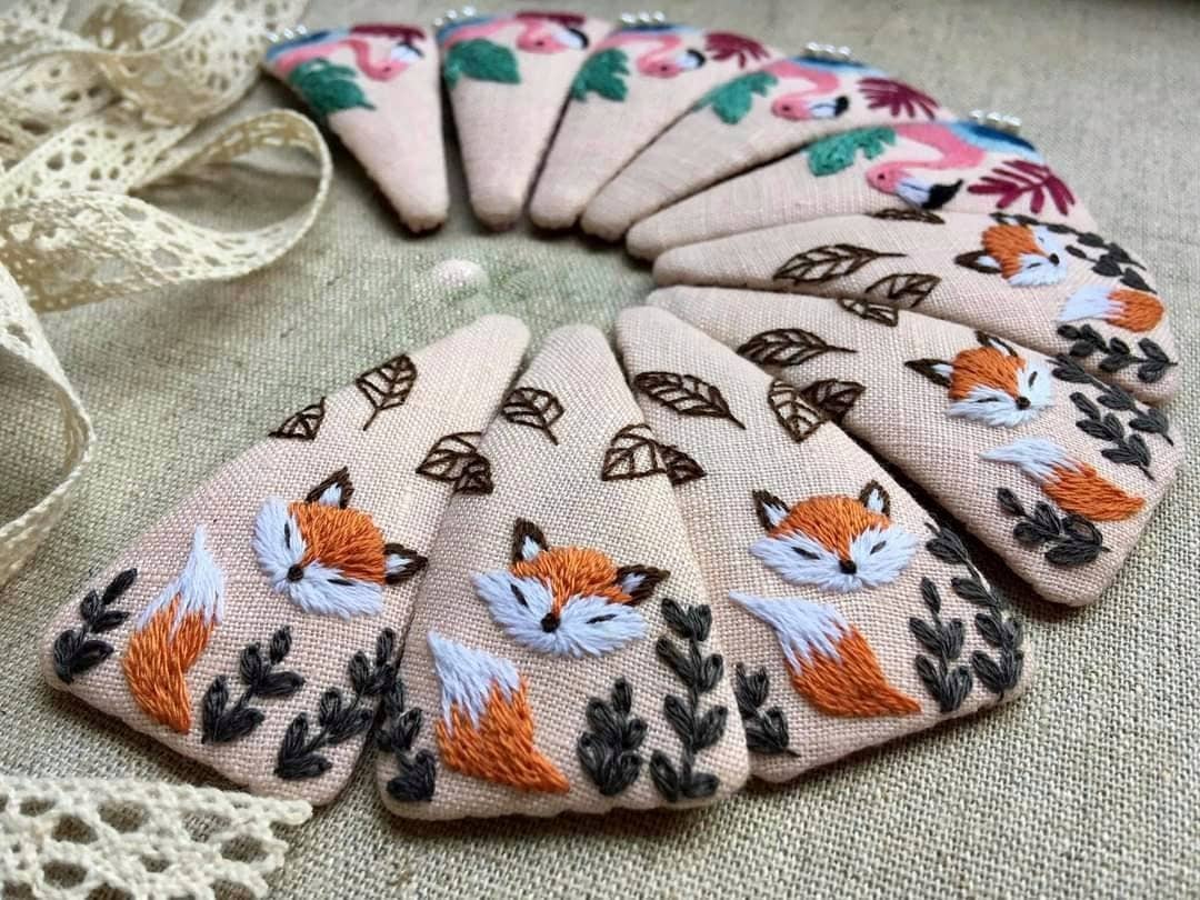 Fox Embroidered Hair Barrette 🪡
