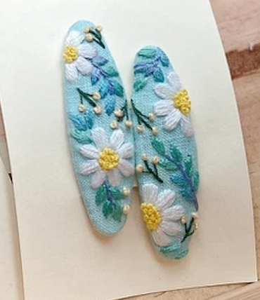 Floral Embroidered Hair Barrette, Gemma Collection 🪡