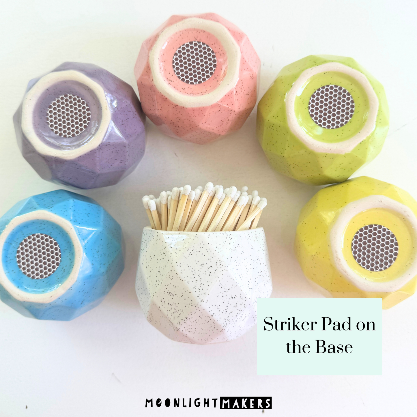 Geometric Match Holders with Matches - 6 Colors