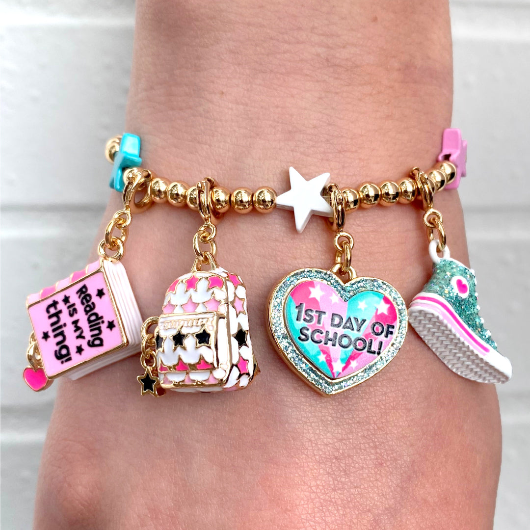 Gold Glitter First Day Of School Charm