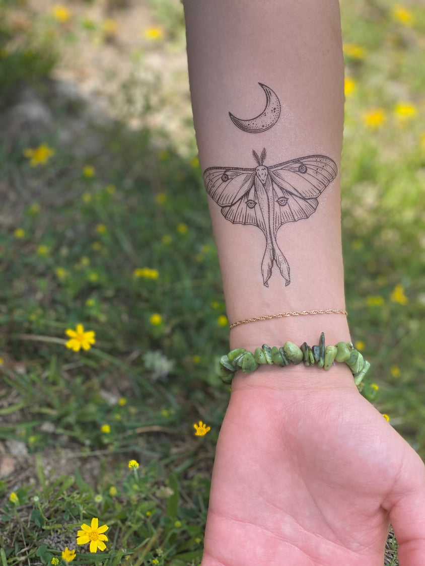 Luna Moth Temporary Tattoo 2-Pack