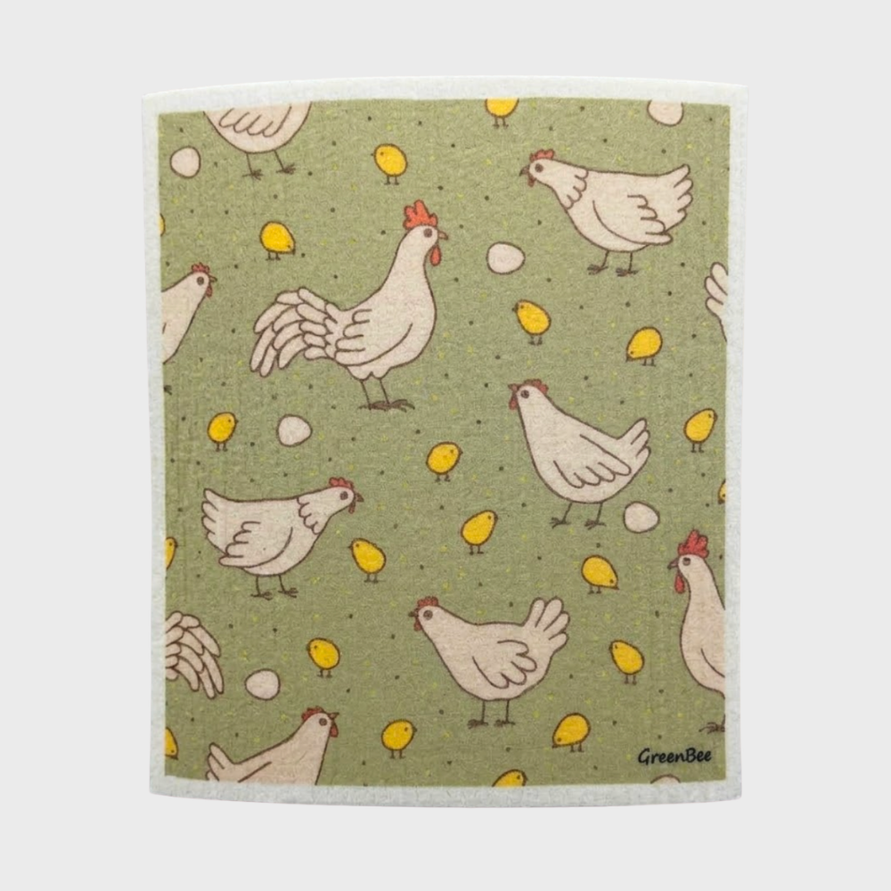 Olive Chickens Swedish Dishcloth