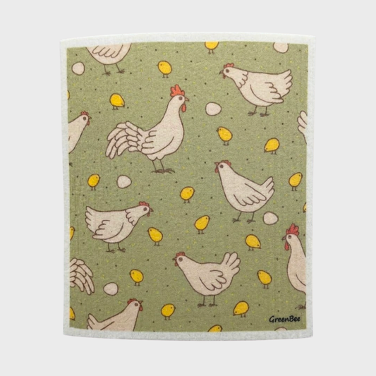 Olive Chickens Swedish Dishcloth