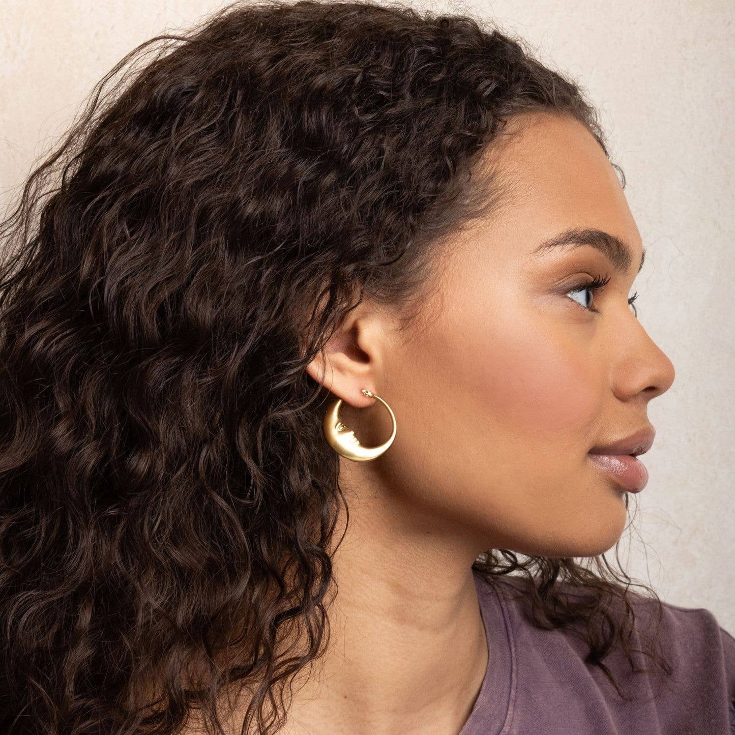 Refined Icon Earring - Moon Hoop/Gold
