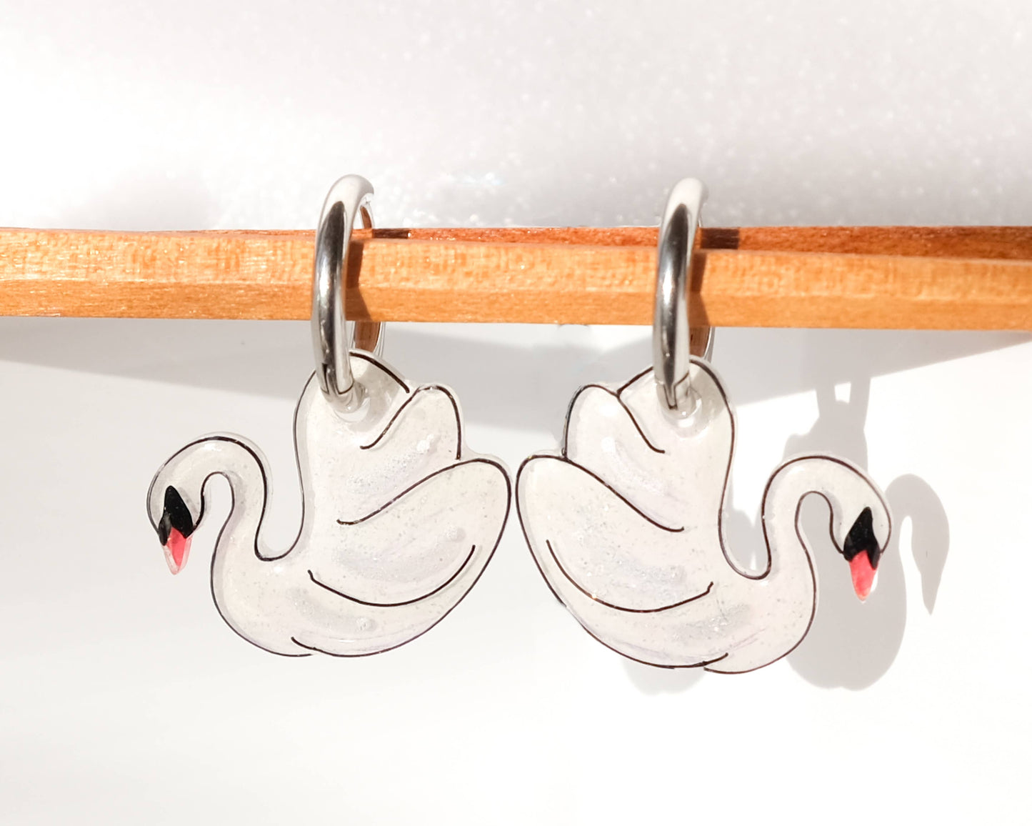 White Swan Elegant Silver Huggie Hoop Earrings