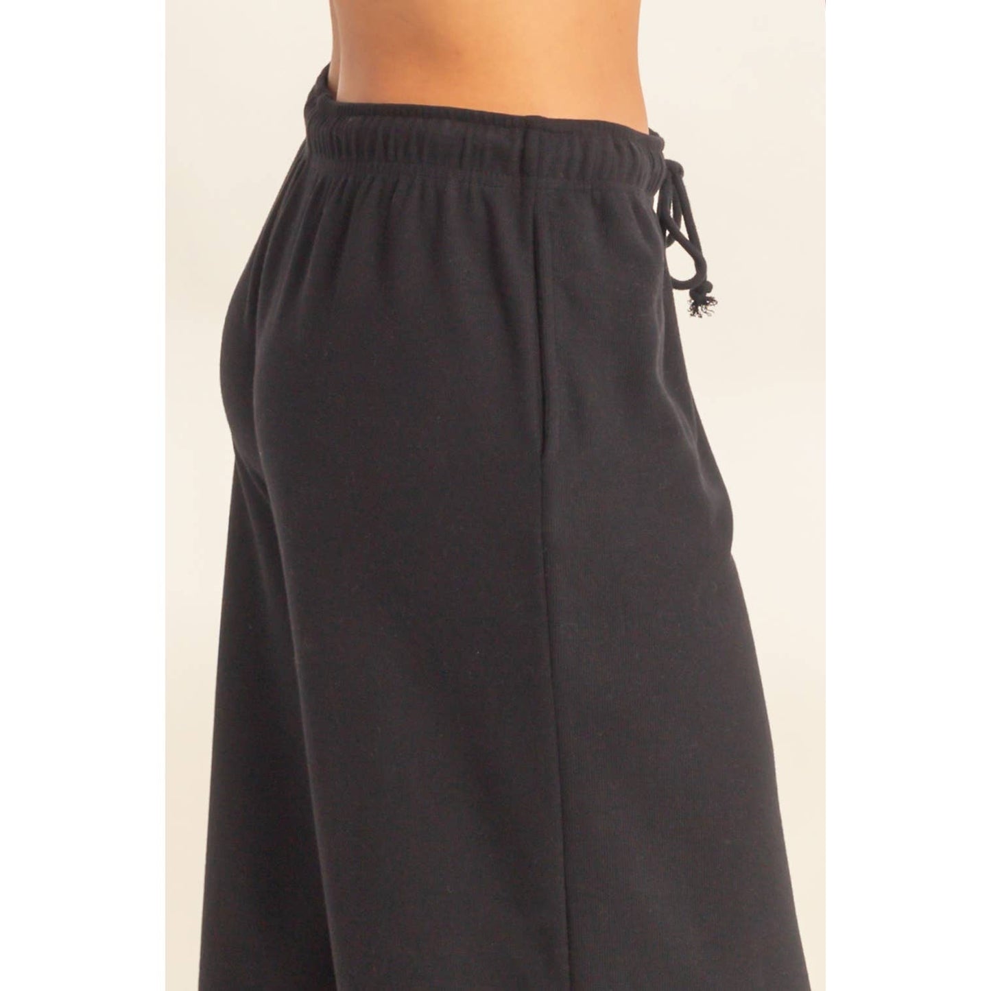 Soft Ribbed Wide Leg Drawstring Waist Sweatpants