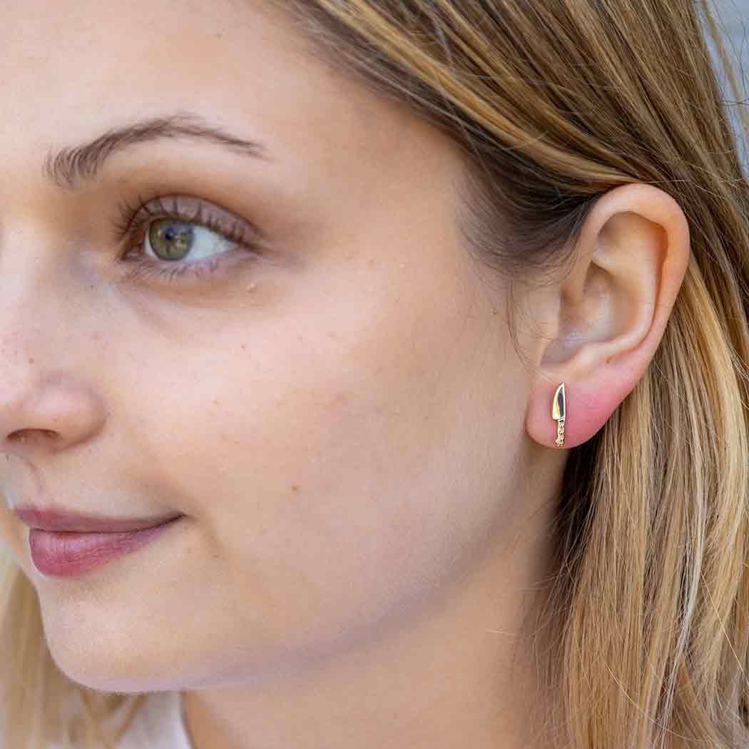 Sterling Silver or Bronze Kitchen Knife Post Earrings 13x3mm