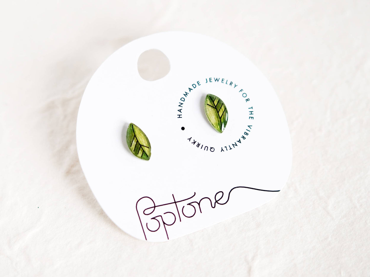 Mini Green Leaves Stud Earrings - Minimalist Leaf Studs