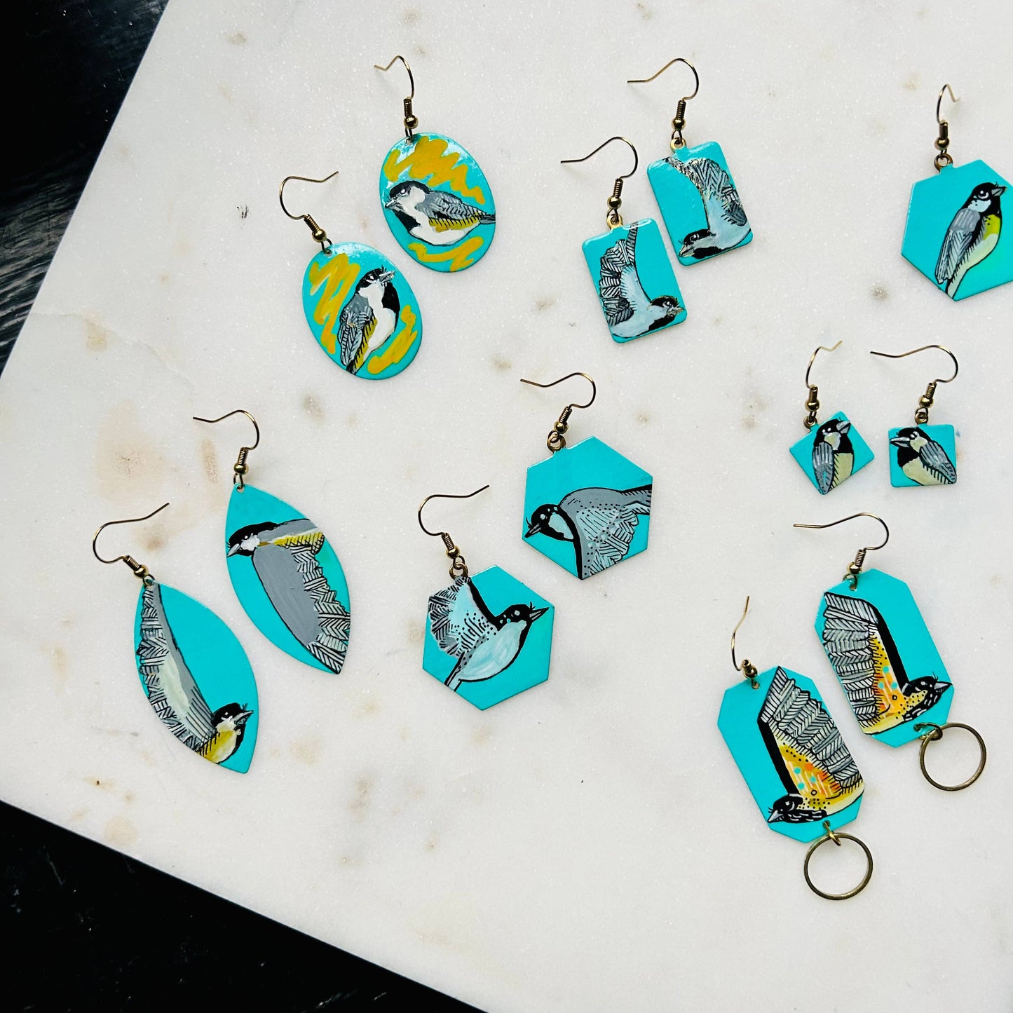 One-of-a-Kind Earrings: Chickadee