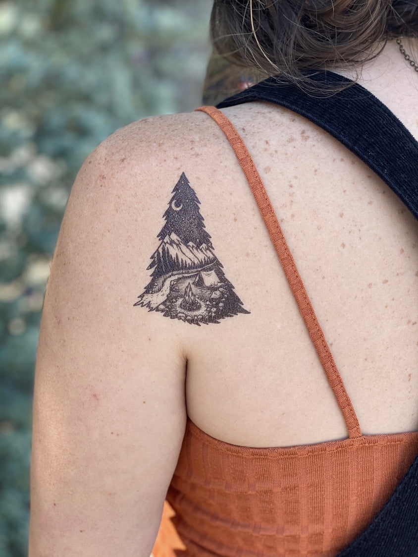 Mountain Camping Temporary Tattoo 2-Pack