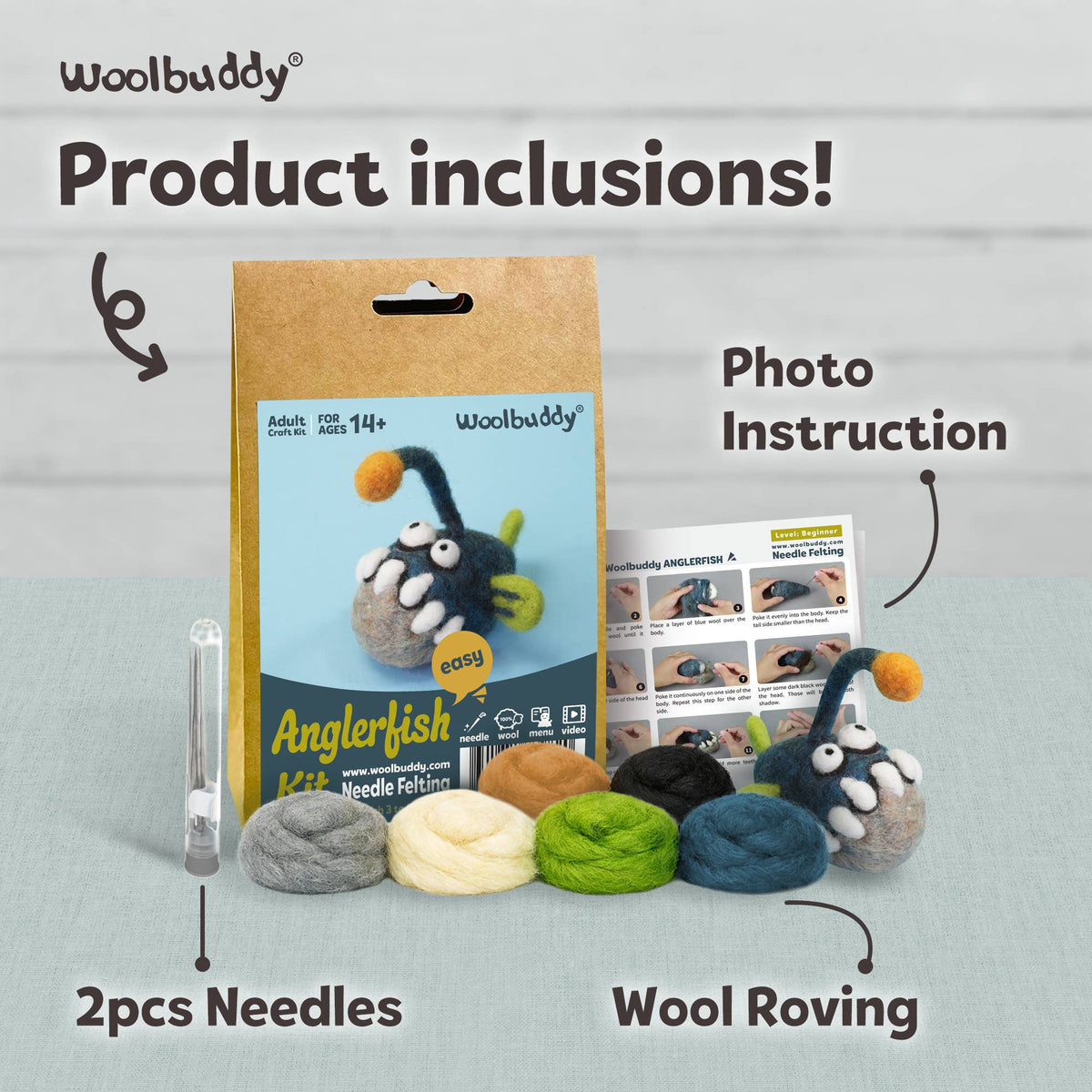 Anglerfish Needle Felting Kit – DIY Wool Craft Gift