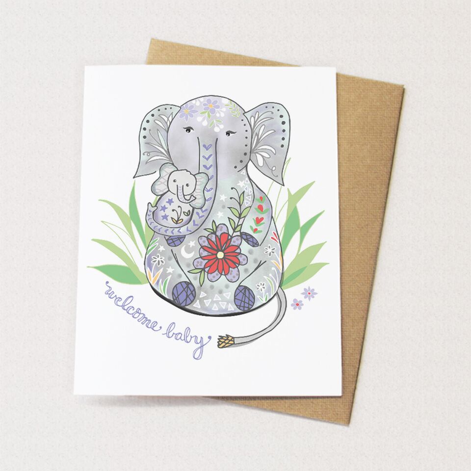 Baby Elephant New Baby Card