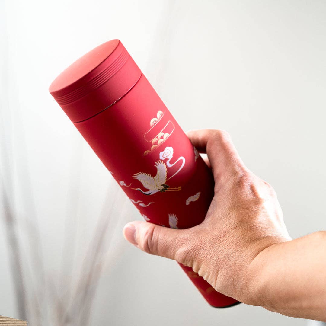 Cherry Blossom Cranes 17oz Vacuum Insulated Stainless Steel Thermos Flask