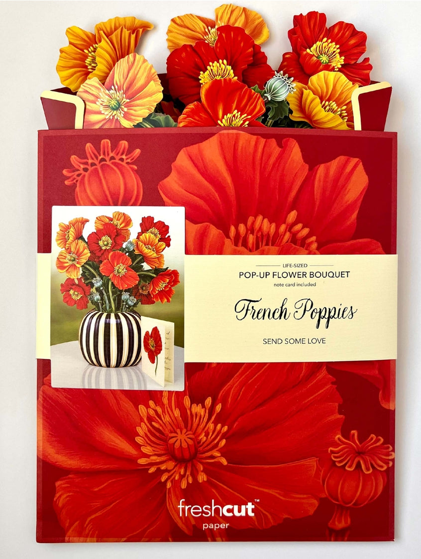 French Poppies Pop-Up Greeting Card