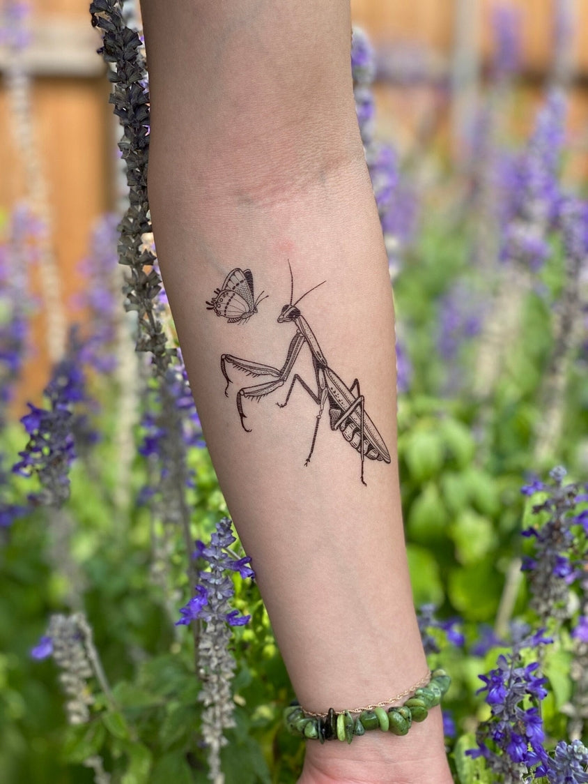 Praying Mantis Temporary Tattoo 2-Pack