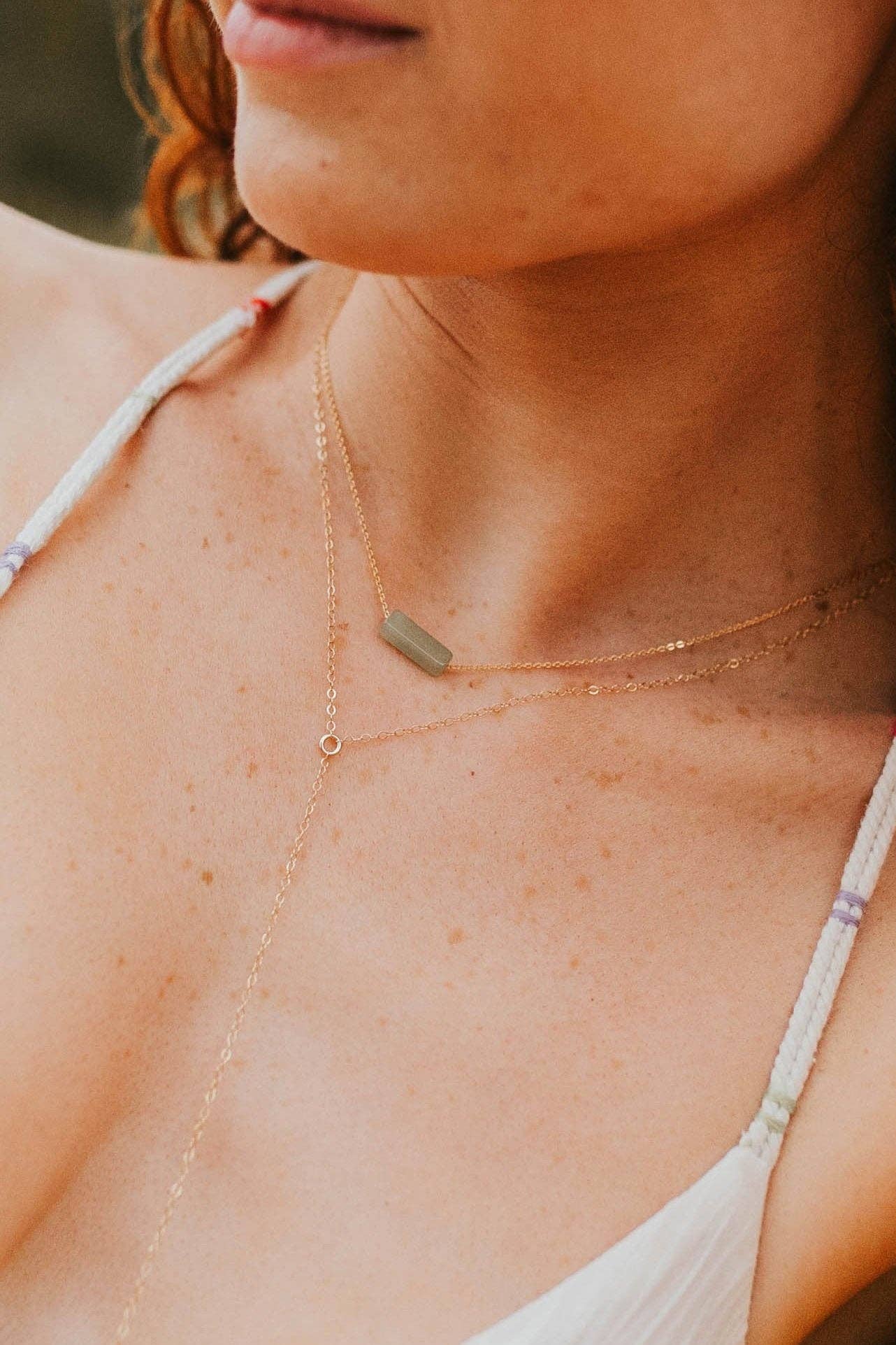 Seafoam Gemma Necklace | 14kt Gold Fill + Sterling Silver
