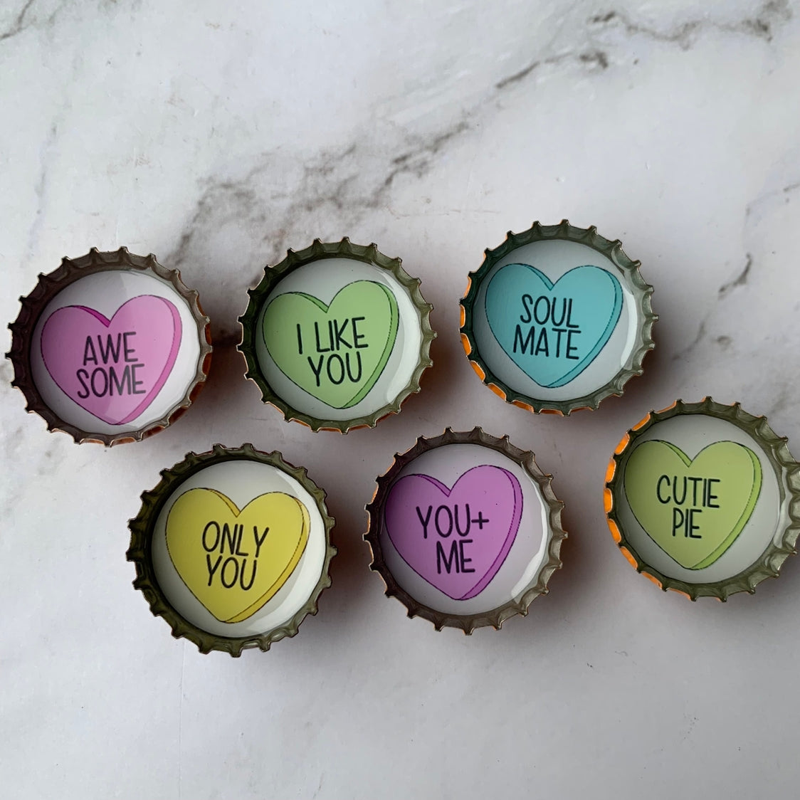 Be Mine Bottle Cap Magnet Set