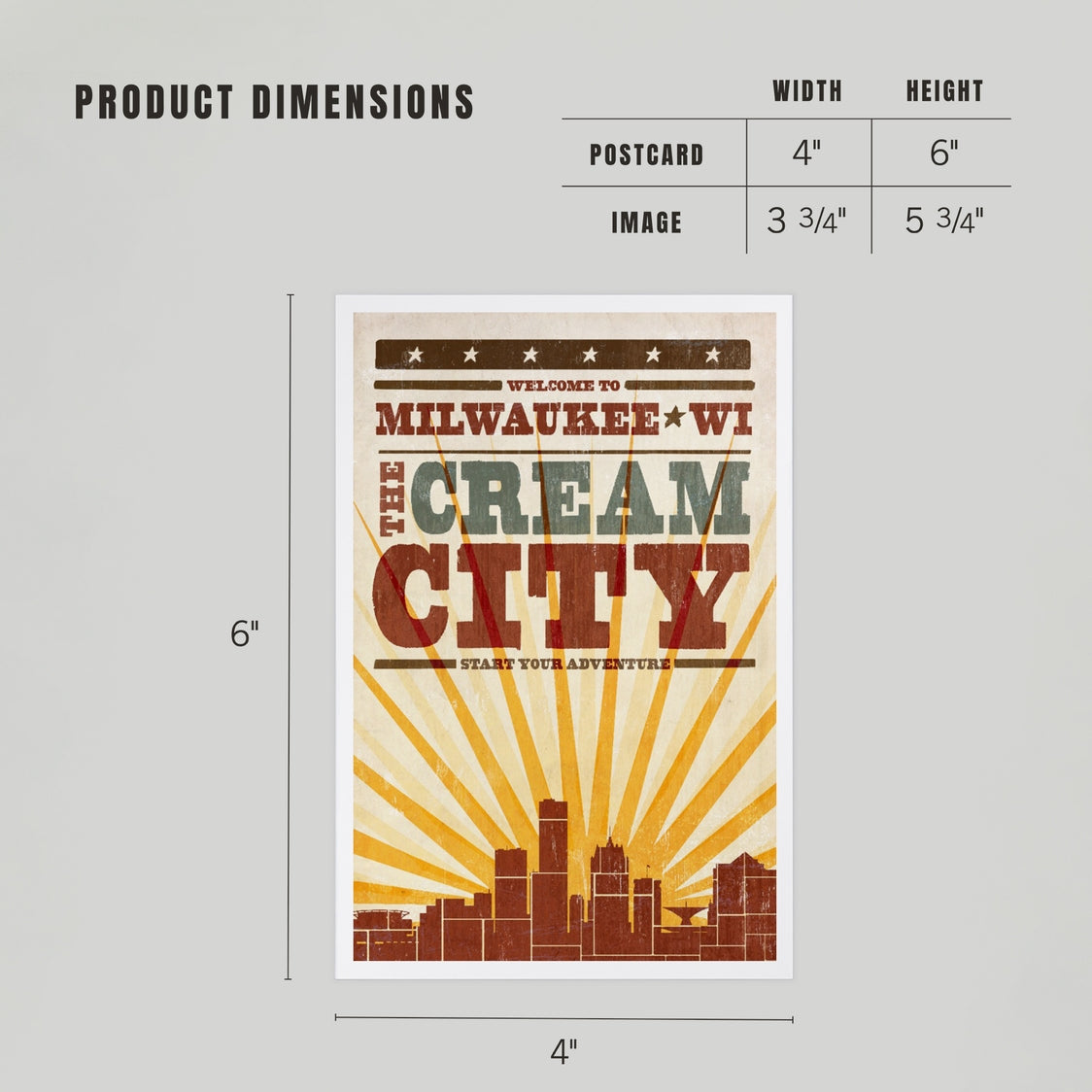 Milwaukee Skyline & Sunburst Premium Postcard