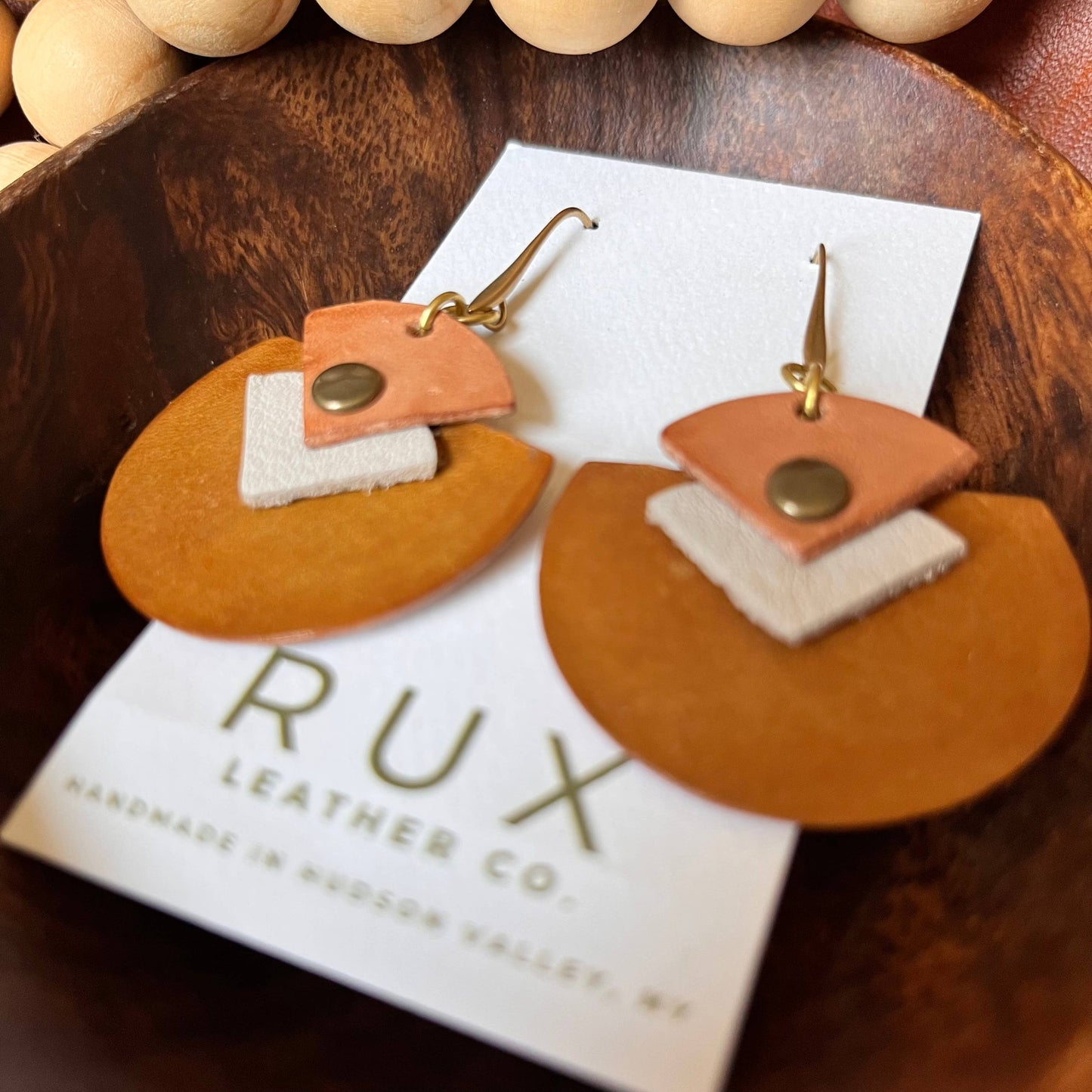 Handcrafted Leather, Brown, Desert Bloom Earrings