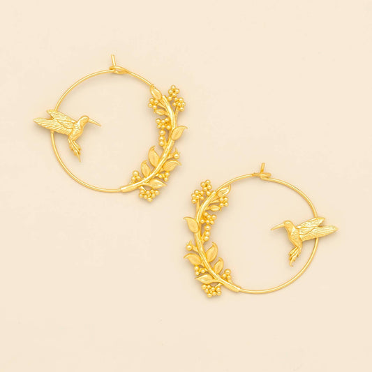 Refined Icon Earring - Hummingbird Hoop/Gold