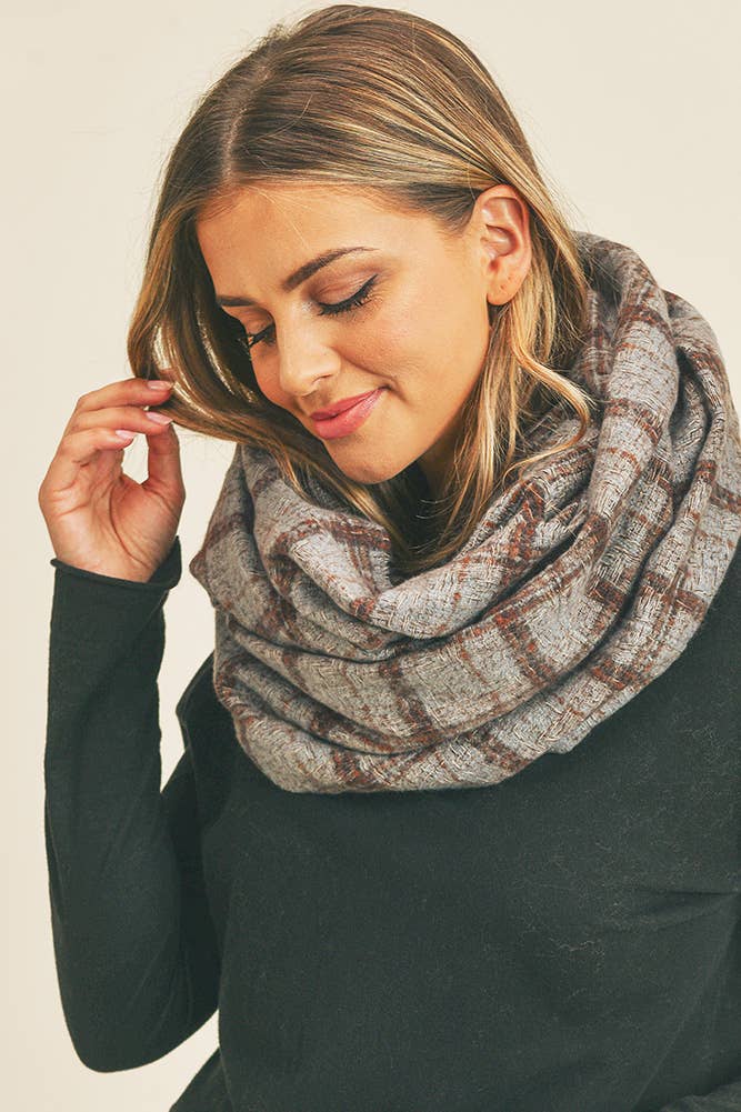 Plaid Infinity Scarf - Wide Design