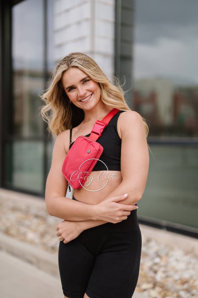Nylon Belt Bag- Raspberry