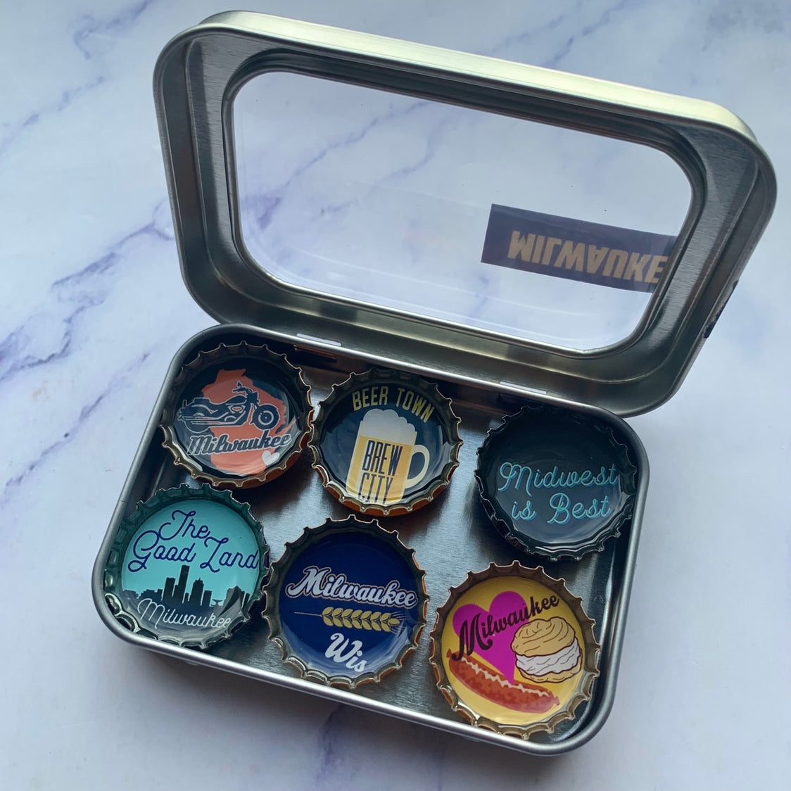 Milwaukee Bottle Cap Magnet Set