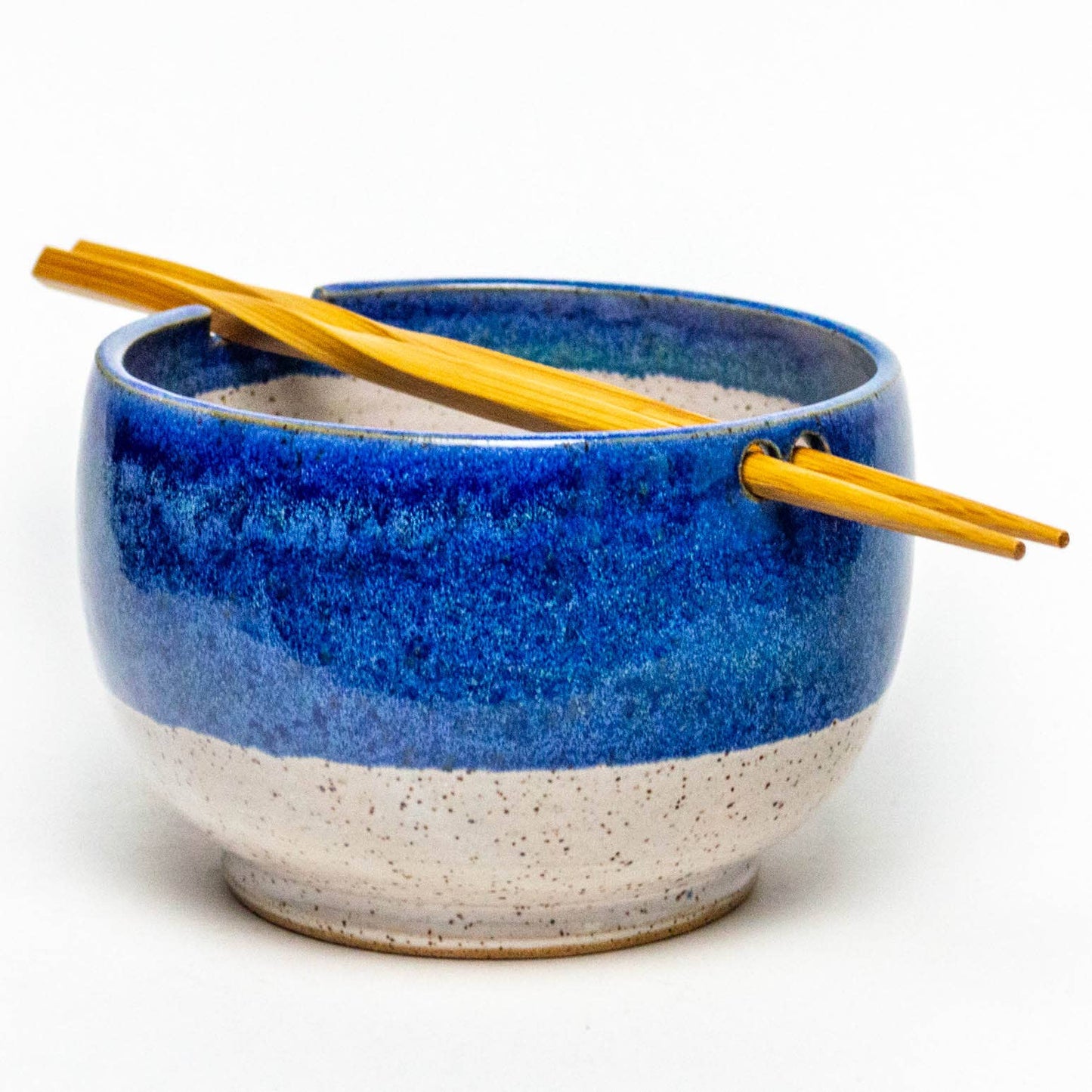 Rice/Noodle Bowl - Handmade Stoneware Clay - Blue Frost