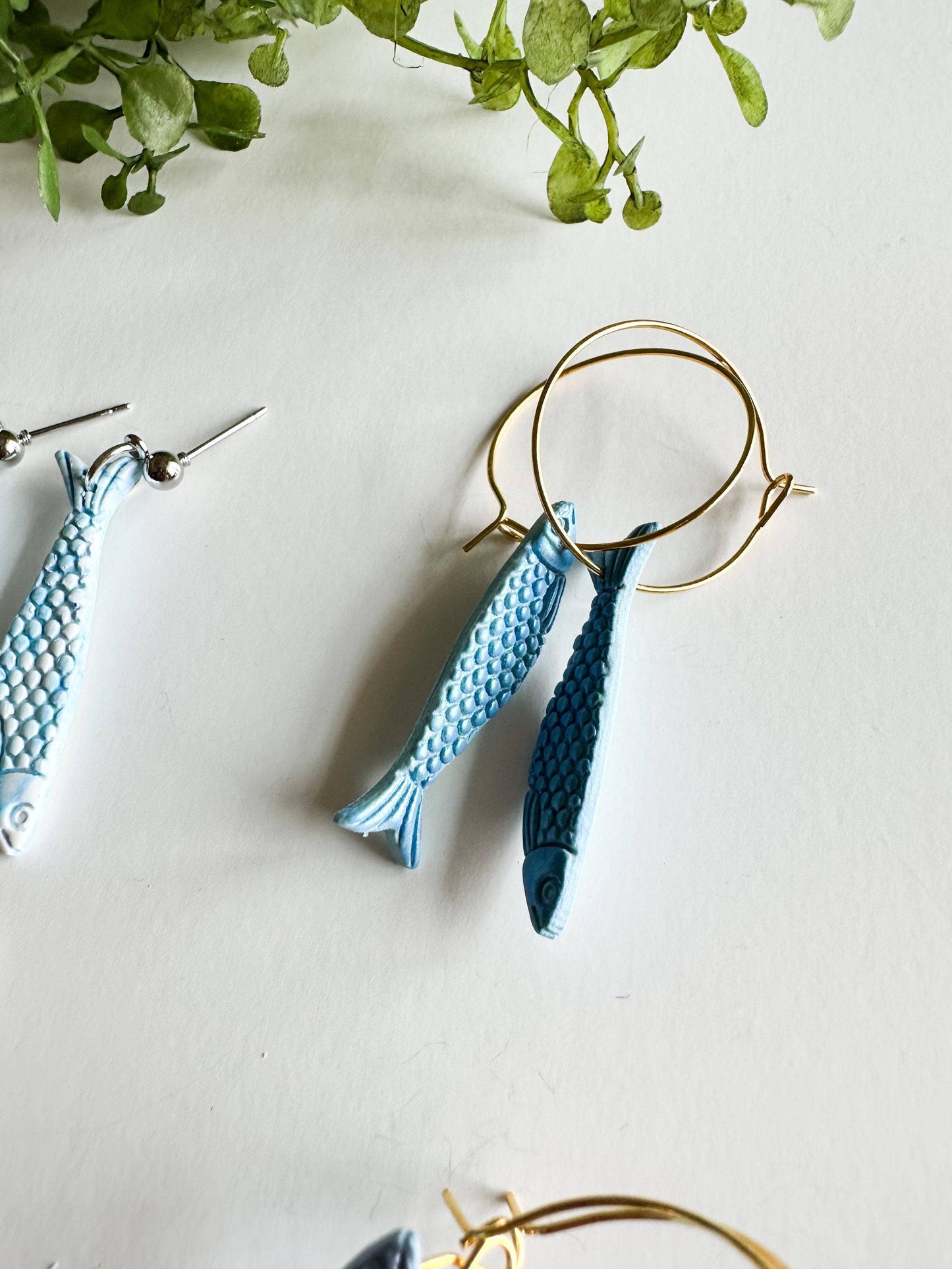 Sardine Clay Statement Fish Nature Earrings #2