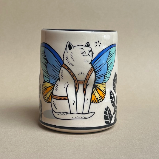 Sun Dappled Cat Spark Cup - Large Ceramic Mug - Inspiration