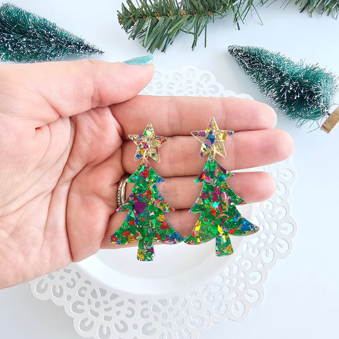 Christmas Tree Earrings Dangle