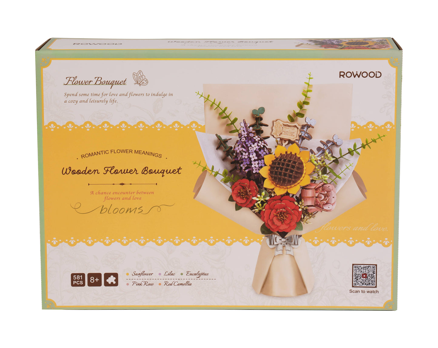 Rowood Wooden Flower Bouquet 3D Wooden Puzzle