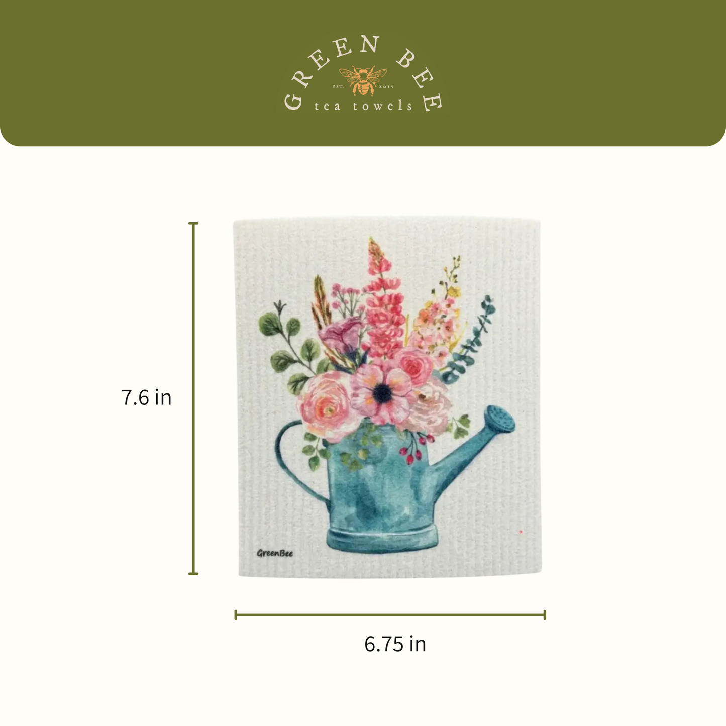 Watering Can Floral Swedish Dishcloth