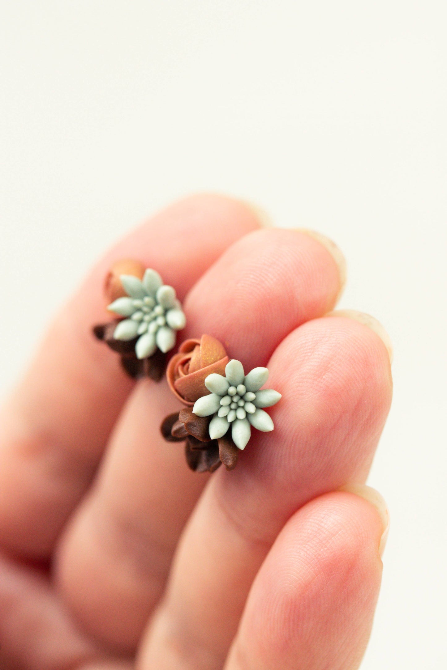 Succulent-Inspired Earrings – Handmade Polymer Clay Jewelry