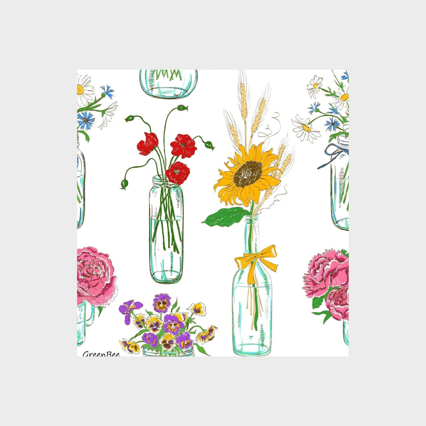 Sunflower Vase Swedish Dishcloth