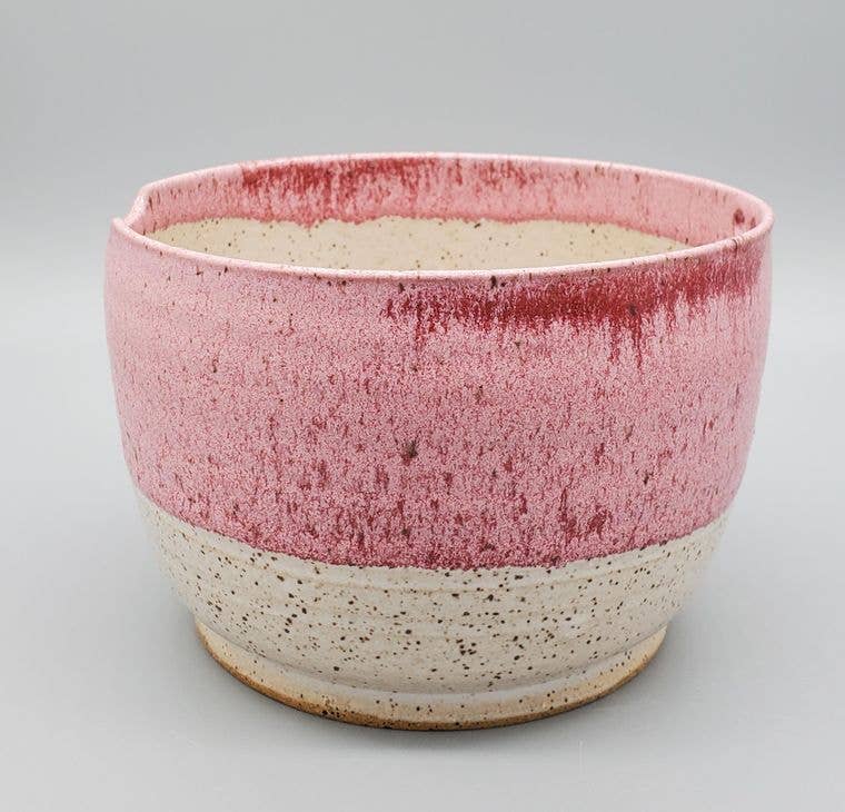 Rice/Noodle Bowl - Handmade Stoneware Clay - Frosted Cherry