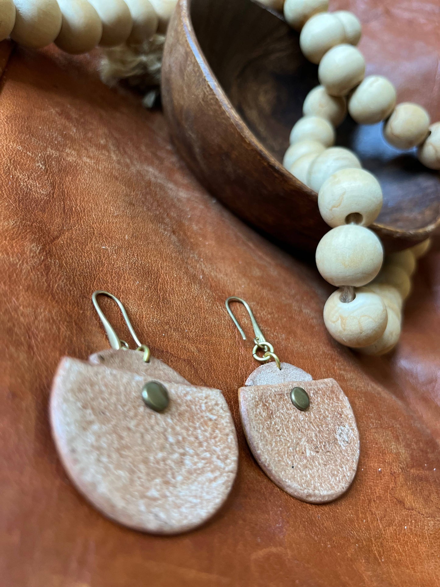 Handcrafted Leather, Brown, Desert Bloom Earrings