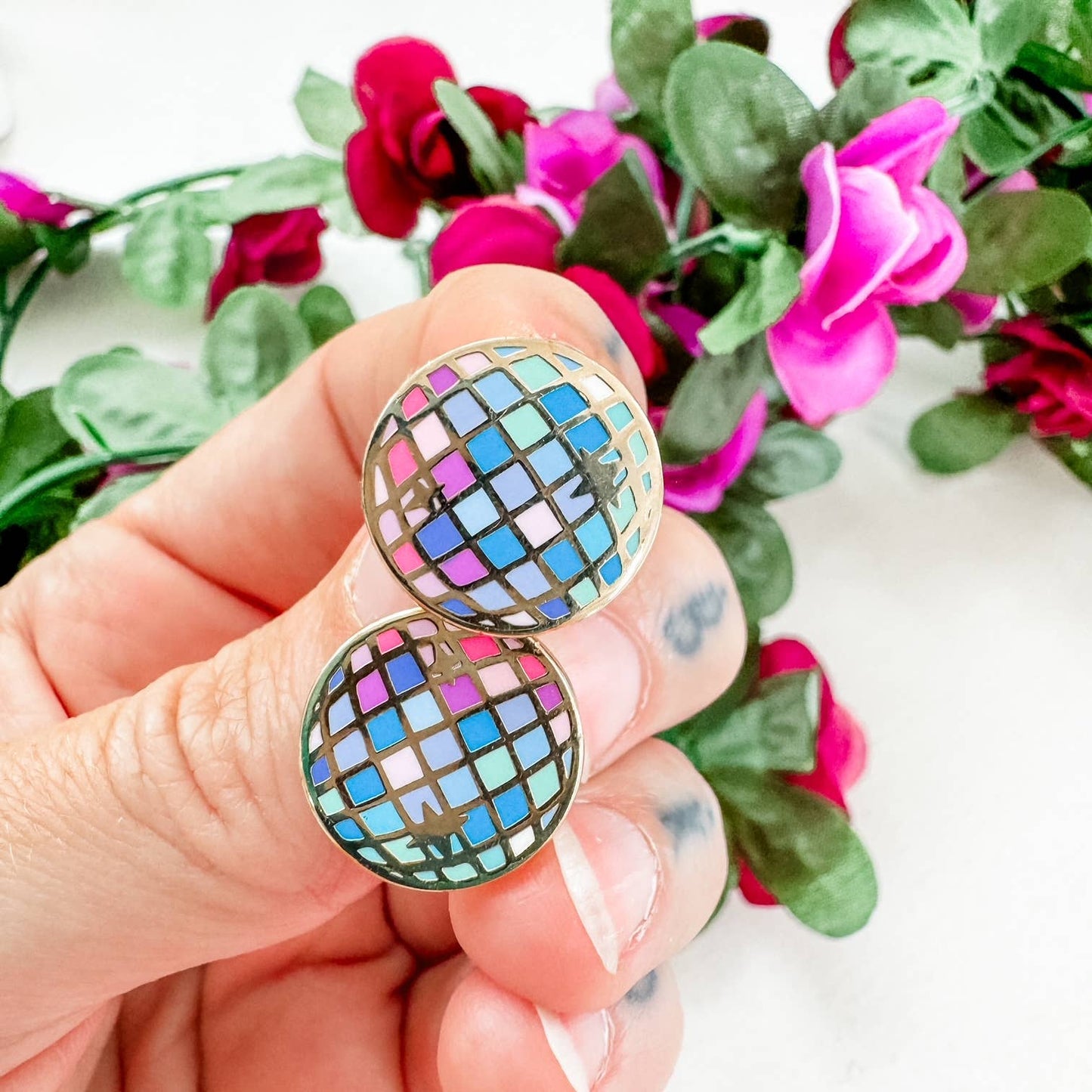 Disco Ball Earrings - 22k Gold Plated Studs - Swiftie, Gift