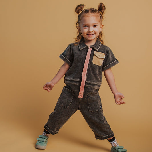 Coverall Black Washed Denim